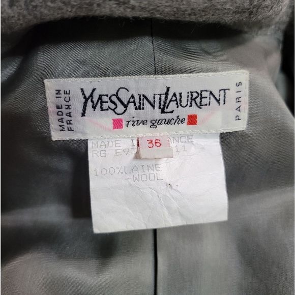 Yves Saint Laurent Rive Gauche Wool Blazer – Gray, Size 36, Made in France - Picture 11 of 12